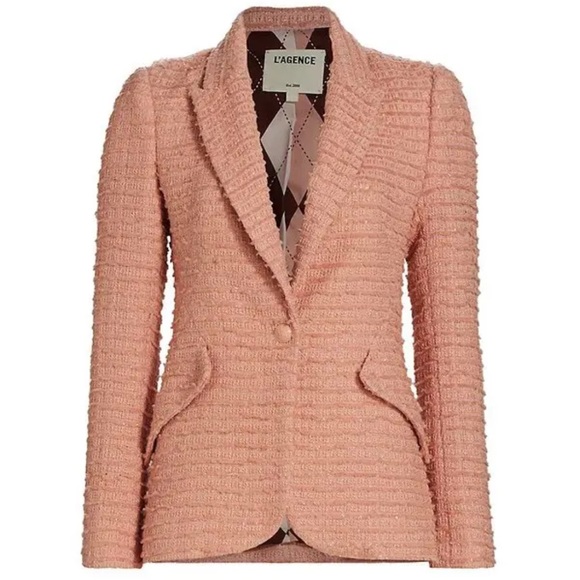 L'Agence Chamberlain Metallic Tweed Blazer Dusty Rose - Picture 4 of 11
